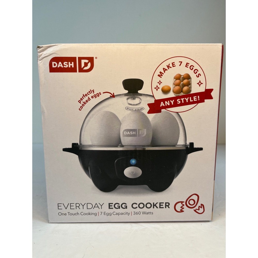 Dash Everyday Egg Cooker Black 7 Egg Capacity One Touch DEC005TB New
